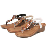 Rivet Decor Toe Post Wedge Sandals