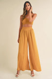 MABLE Smocked Bralette Crop Top and Wide Leg Pants Set