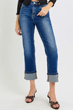 RISEN Full Size High Rise Ankle Straight Cuffed Jeans Plus Size