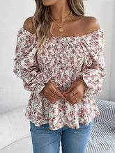 Floral Square Neck Flounce Sleeve Blouse