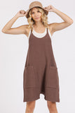 Mittoshop Scoop Neck Spaghetti Strap Overalls with Pockets
