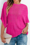 Scallop Edge Half Sleeve Pointelle Knit Top