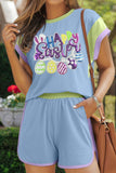 HAPPY EASTER Sequin Round Neck Top and Short Set
