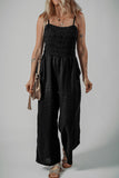 Smocked Spaghetti Straps Wide Leg Jumpsuit