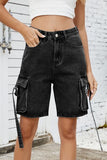 Washed Cargo Denim Shorts