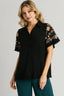 Umgee Full Size Linen Shirt with Embroidered Sleeves Plus Size