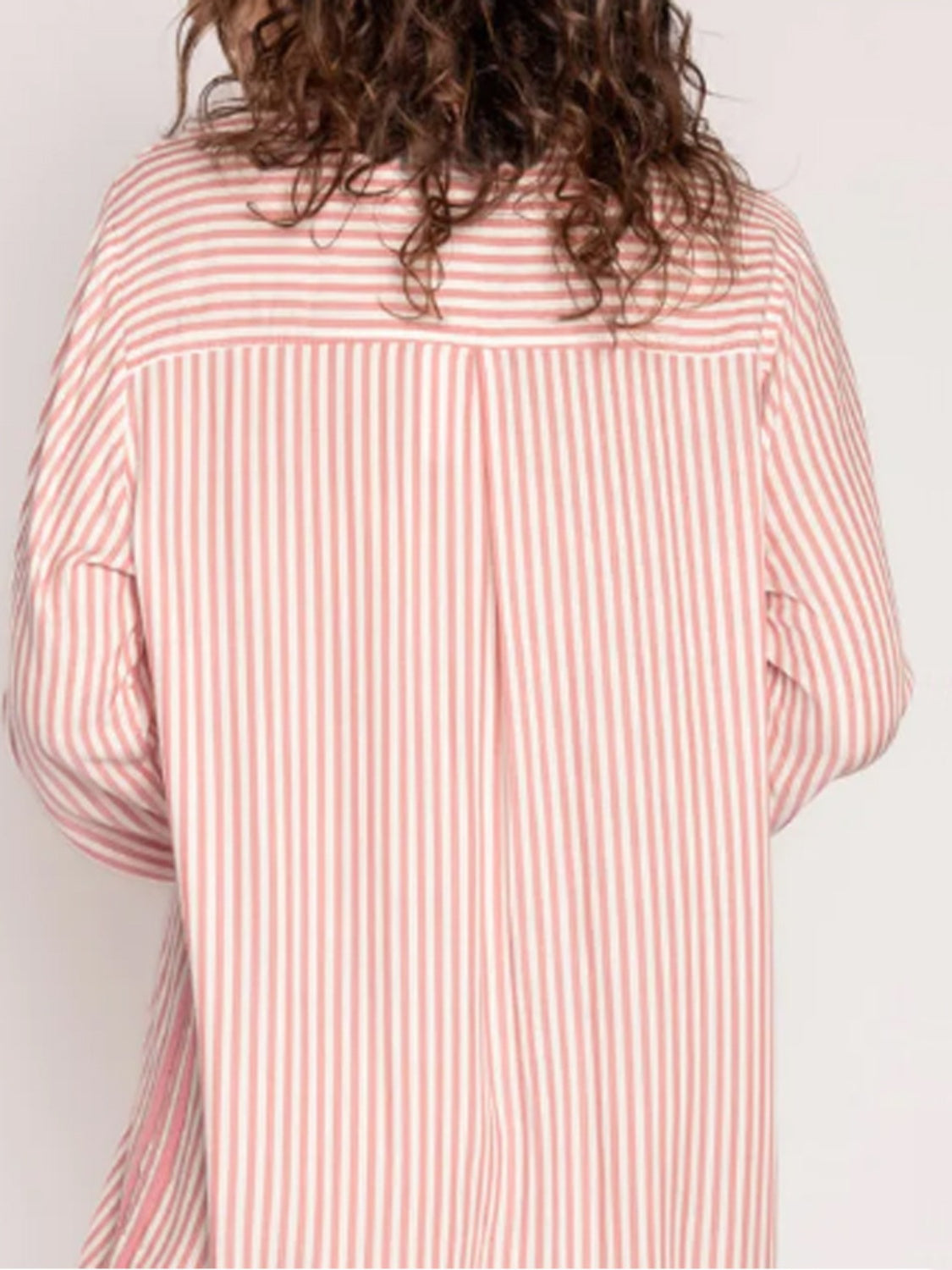 Striped Collared Neck Long Sleeve Top and Shorts Lounge Set - felvior