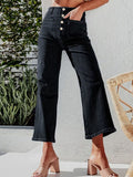 Button Fly Cropped Jeans with Pockets