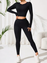 Lace-Up Back Round Neck Top and Leggings Active Set