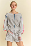 Davi & Dani Sequin Stripe Long Sleeve Top And Short Pants Set
