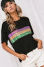 Sequin Stripes Crew Neck T Shirt