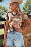 Western Horseshoe Printed Mesh Short Sleeve T Shirt