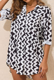 Button Down Contrast Striped Cover-Up