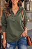 Side Slit Half Zip Long Sleeve Sweatshirt