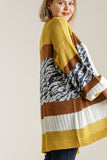 Umgee Full Size Color Block Open Front Longline Cardigan Plus Size