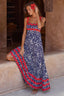Printed Square Neck Wide Strap Maxi Dress