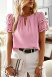 Devine Cutout Round Neck Short Sleeve Blouse