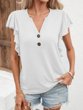 Full Size Ruffled Notched Cap Sleeve Blouse Plus Size