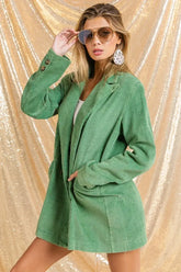 BiBi Vintage Washed Peak Lapel Double Breasted Blazer