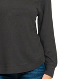 Zenana Full Size Raised Rib Round Neck Long Sleeve Top Plus Size