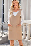 Lovelet Pocketed V-Neck Mini Sweater Overall Dress