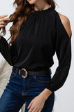Mock Neck Cold Shoulder Blouse