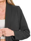Zenana Woven Long Sleeve Blazer With Lining