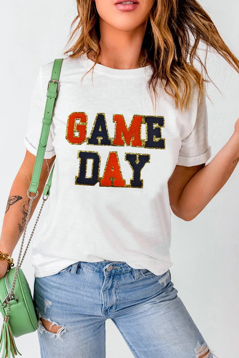GAME DAY Round Neck Short Sleeve T-Shirt - felvior