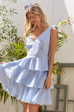 Jade By Jane Full Size Gingham Tiered Mini Dress Plus Size