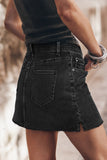 Frayed Hem Denim Mini Skirt