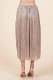 Mittoshop Metallic Glitter Speckle Print Elastic Midi Skirt