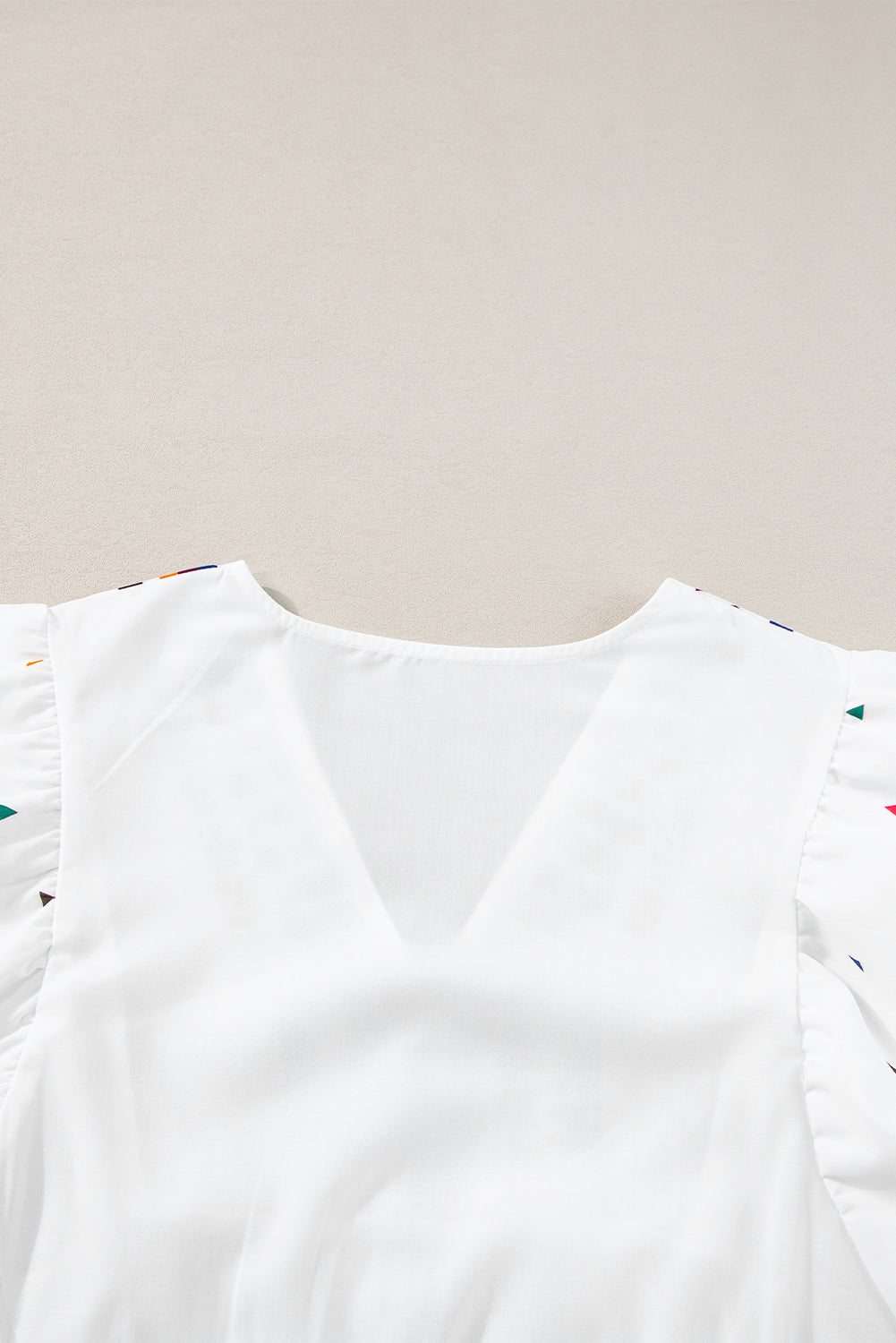 Printed V-Neck Puff Sleeve Top - felvior