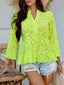 Devine Half Button Flounce Sleeve Peplum Blouse