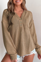 Button Detail Long Sleeve Hoodie