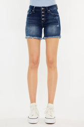 Kancan Mid Rise Button Fly Denim Shorts