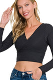 Zenana Ribbed Surplus Waist Band Long Sleeve Top