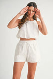 MABLE Eyelet Bubble Hem Sleeveless Top and Shorts Set