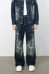Men's Distressed Jeans with Pockets