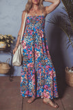 Floral Smocked Spaghetti Straps Wide Leg Jumpsuit