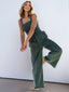 Button Detail Wide Strap Jumpsuit