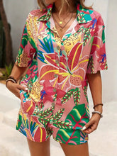 Printed Button Down Shirt and Shorts Set