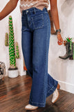 Front Pocket Patch High Waisted Wide Leg Jeans