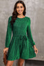 Round Neck Tie Front Long Sleeve Dress