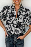 Floral Button Down Puff Sleeve Shirt