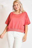 Umgee Full Size Lightweight Cropped Sweatshirt Plus Size