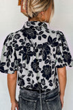Floral Button Down Puff Sleeve Shirt