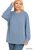 Zenana Full Size Raised Rib Round Neck Long Sleeve Top Plus Size