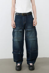 Men's Mid Rise Jeans with Cargo Pockets