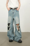 Men's Raw Hem Distressed Jeans