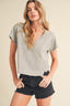 Aemi + Co Side Slit V-Neck Short Sleeve Cropped T-Shirt